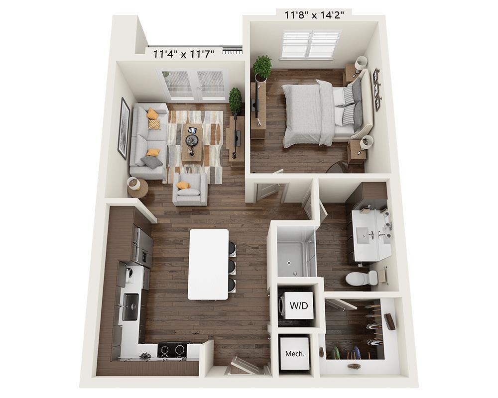 Floor Plan - One Bedroom A1J-III