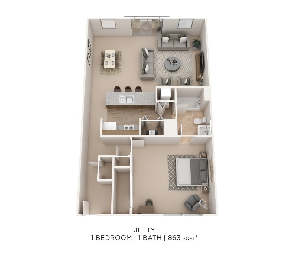 Floor Plan - One Bedroom - 863 sqft