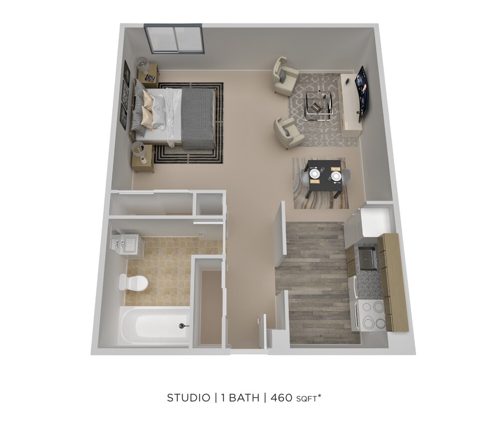 Floor Plan - Studio - 460 sqft
