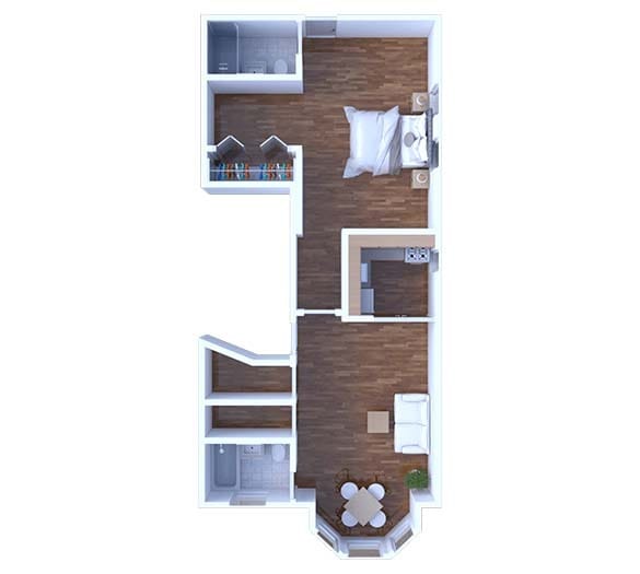 Floor Plan - 1 Bedroom Floor Plan A8 678 3