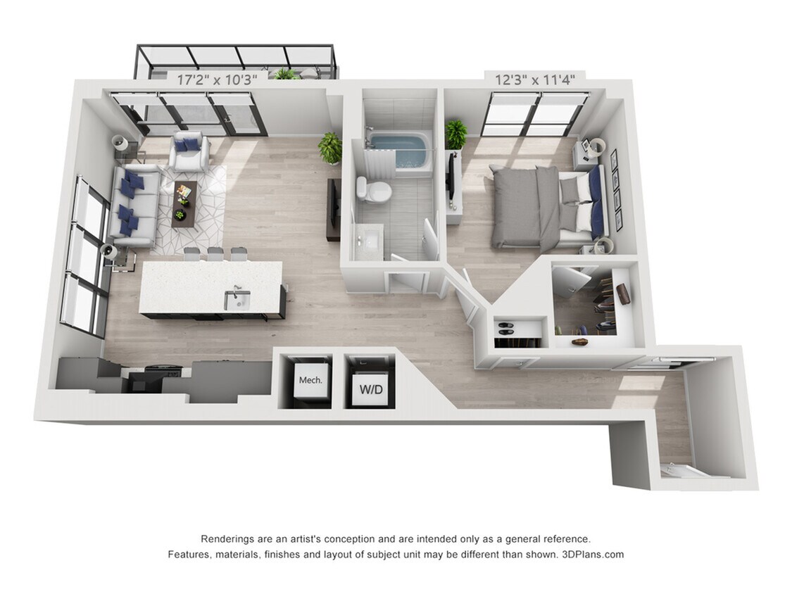 One Bedroom One Bath Penthouse (882 SF) - One Bedroom One Bath Penthouse (882 SF)