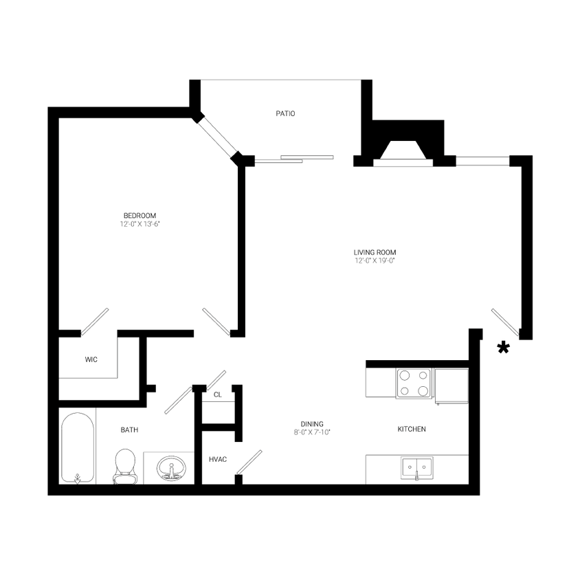 Floor Plan - 1 x 1