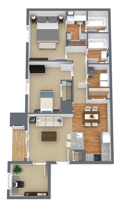 Floor Plan - 2 Bedroom  2 Bath  Den
