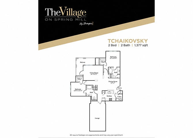 Floor Plan - Tchaikovsky - 2 bed 2 bath - Renovated