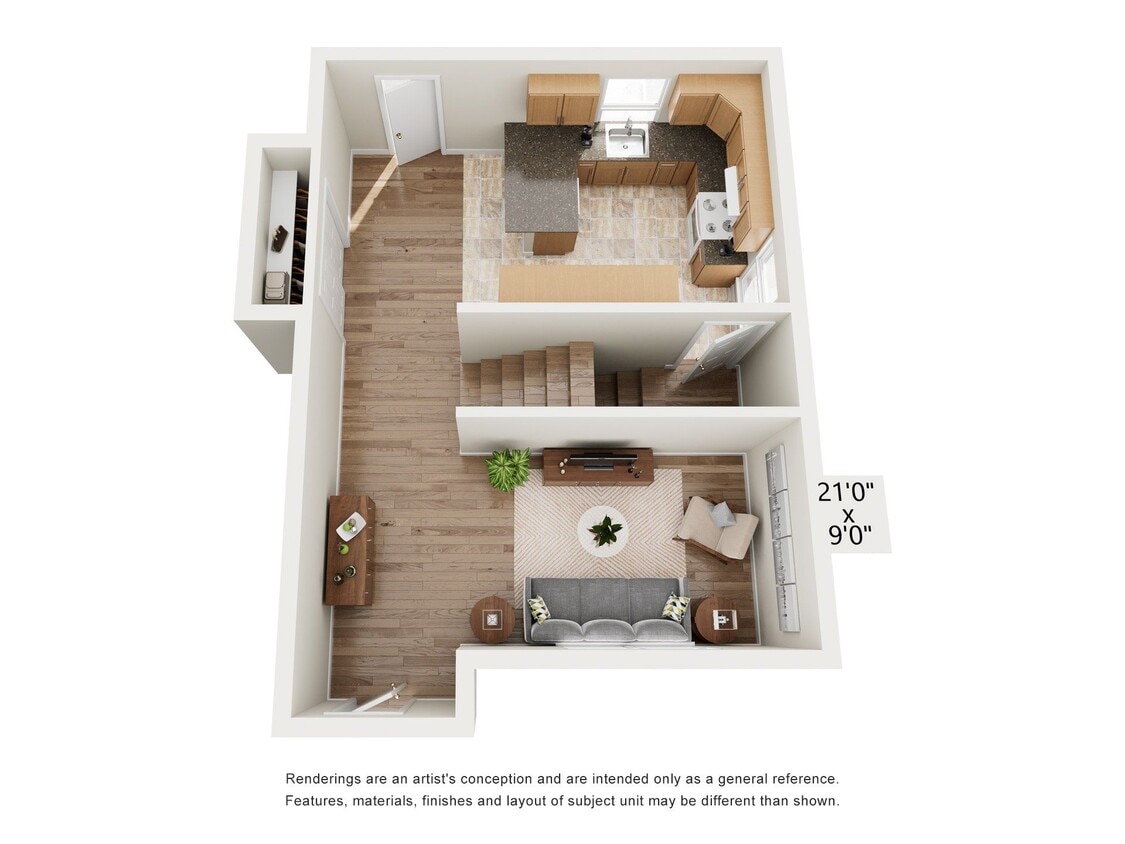 Floor Plan - TWO BEDROOM TOWNHOUSE