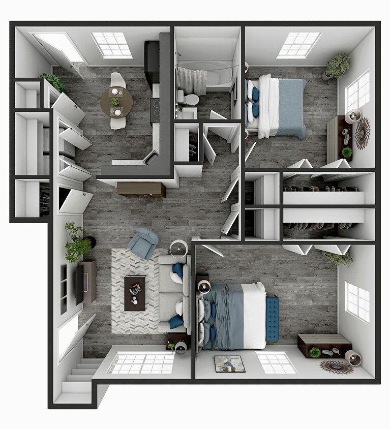 Floor Plan - 2BR/1BA Remodeled 850 sq ft