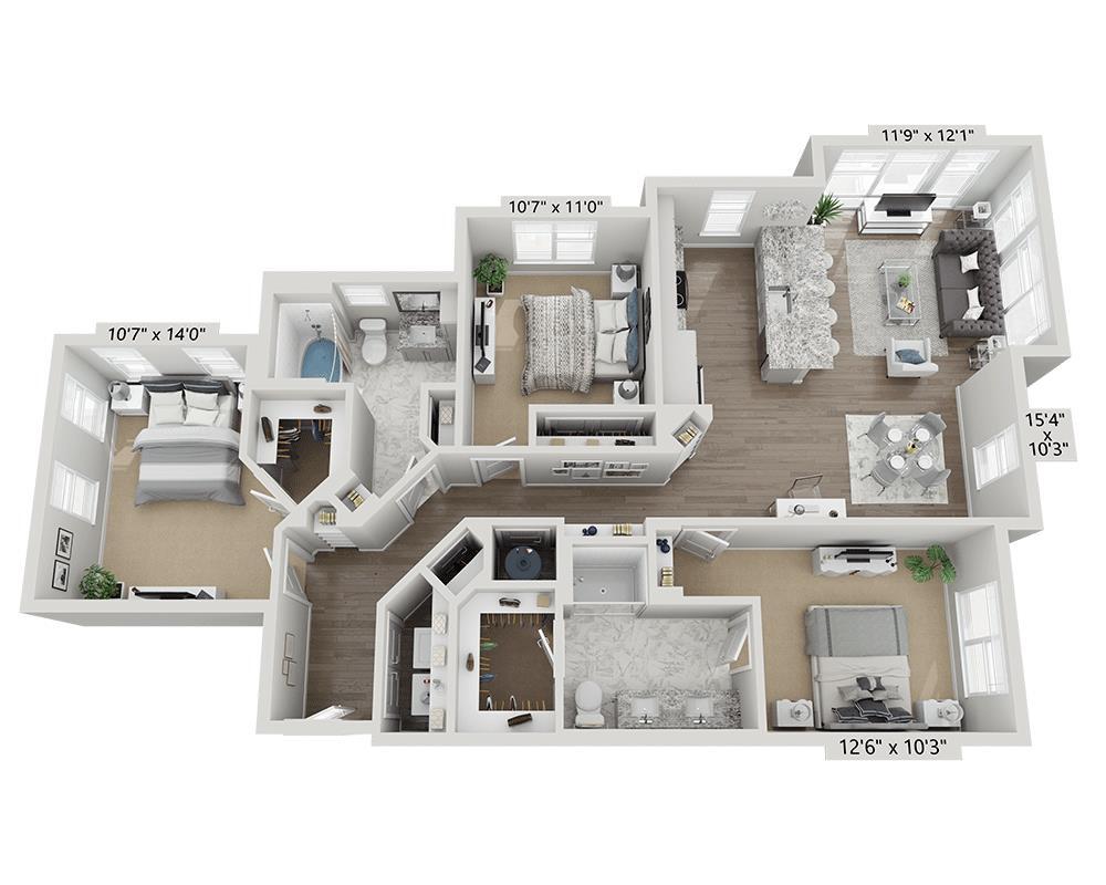 Floor Plan - Three Bedroom C2B