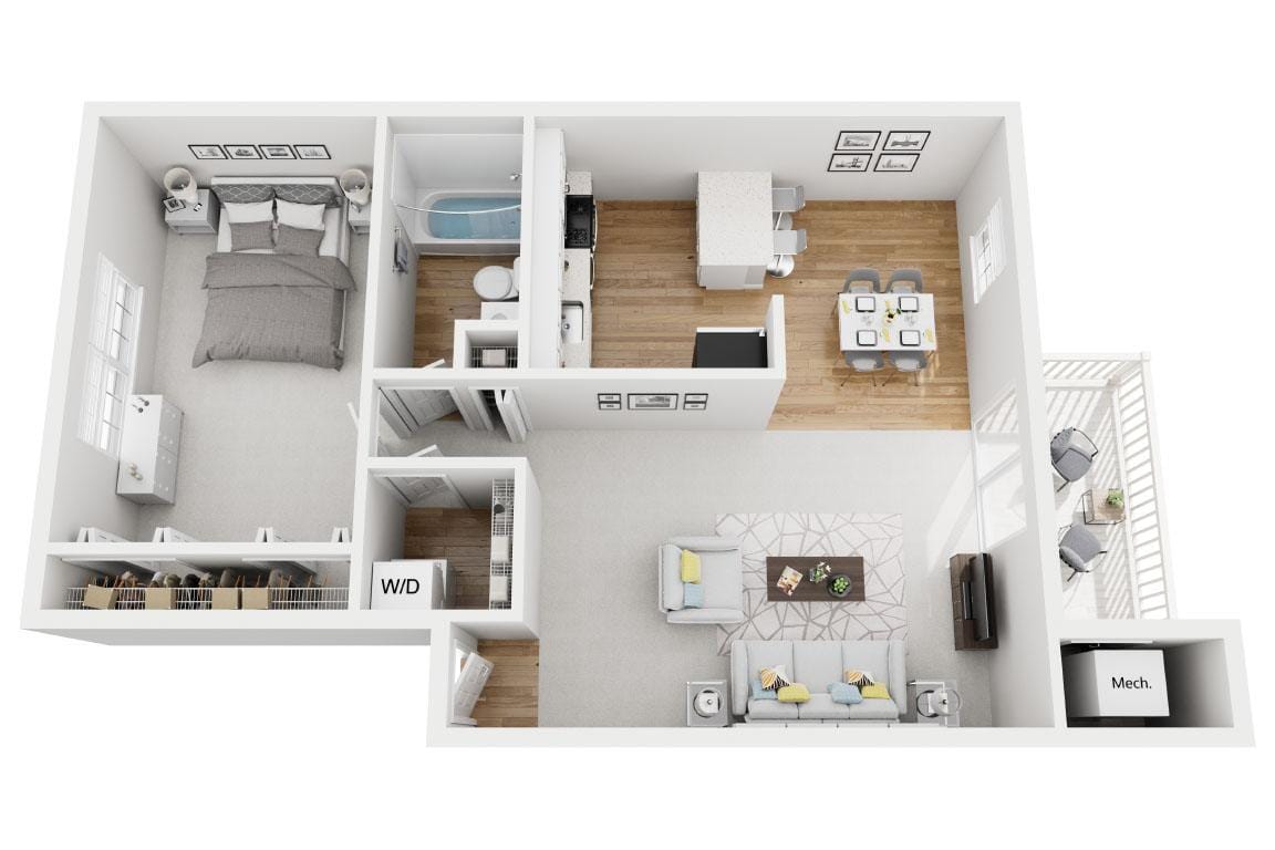 Floor Plan - One Bedroom One Bath Renovated