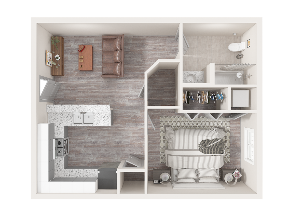 Floor Plan - 1 Bed / 1 Bath Deluxe PII