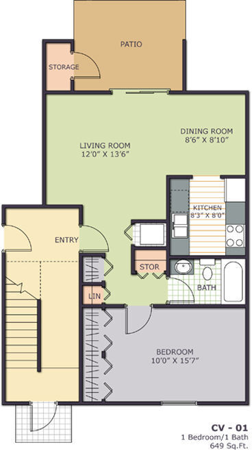 Floor Plan - 1 Bedroom 1 Bath