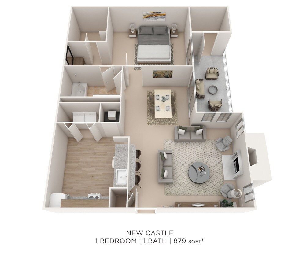 Floor Plan - One Bedroom - 879 sqft