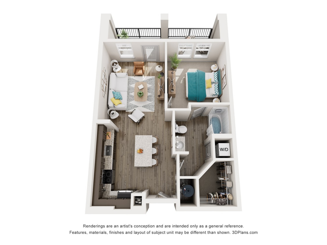 Floor Plan - A1 - One Bedroom, One Bathroom