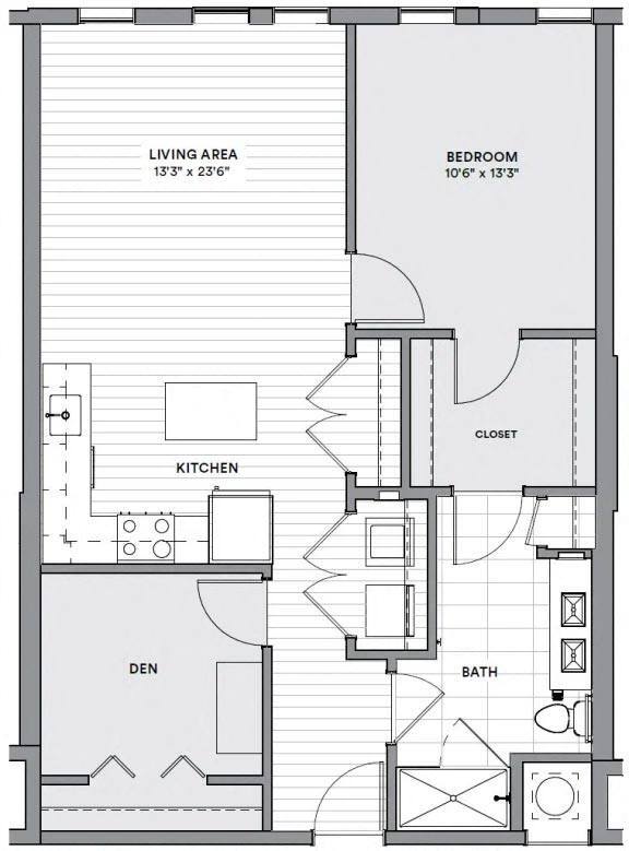 Floor Plan - AD6 - One Bed W/ Den