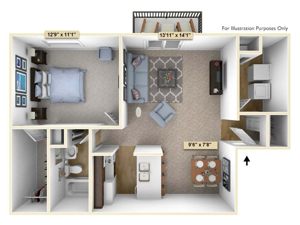 Floor Plan - One Bedroom Cypress Deluxe