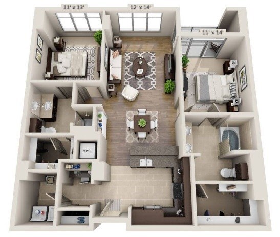 Floor Plan - B2D- Renovated