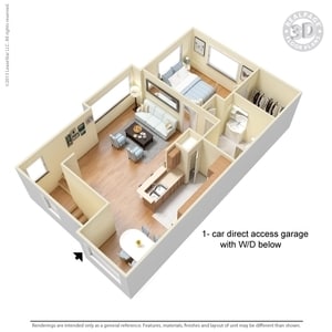 1 Bed 1 Bath 1-car Garage 812sf - 1 Bed 1 Bath 1-Car Garage 812 SqFt 