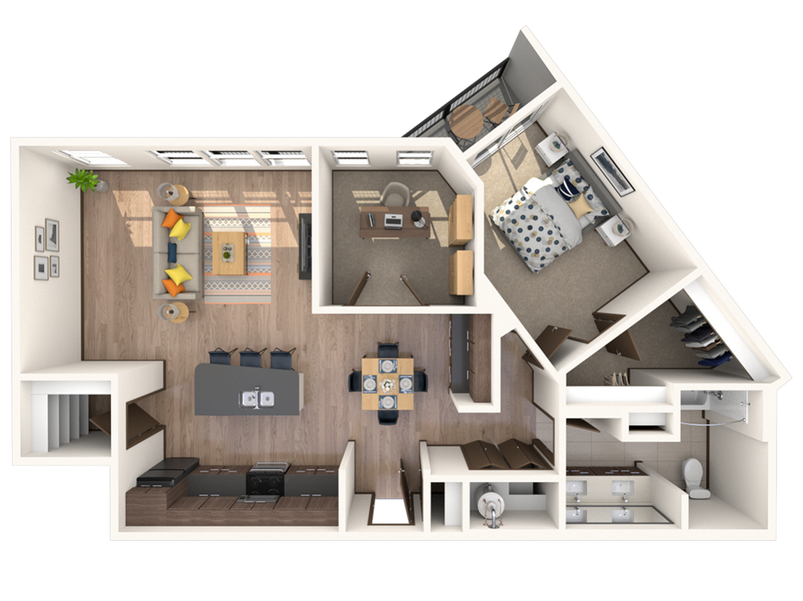 1 Bedroom | 1 Bath | 1076 SF - A4b