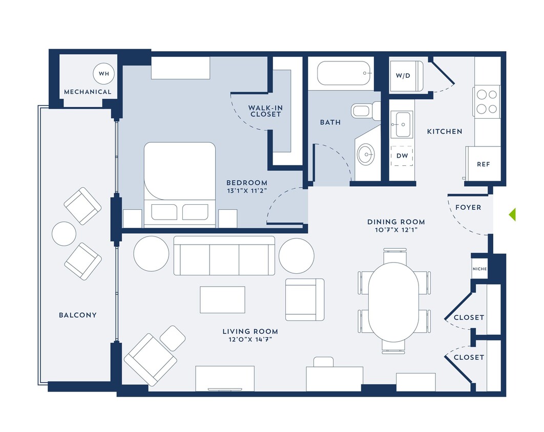 Floor Plan - 1 Bed/1 Bath-C2