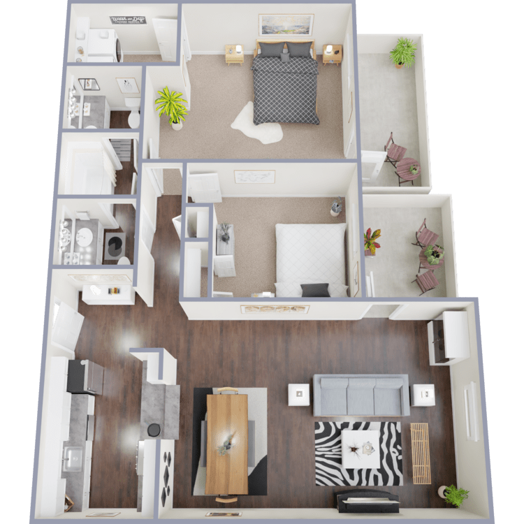 Floor Plan - 2 bedroom 1.5 Bath		