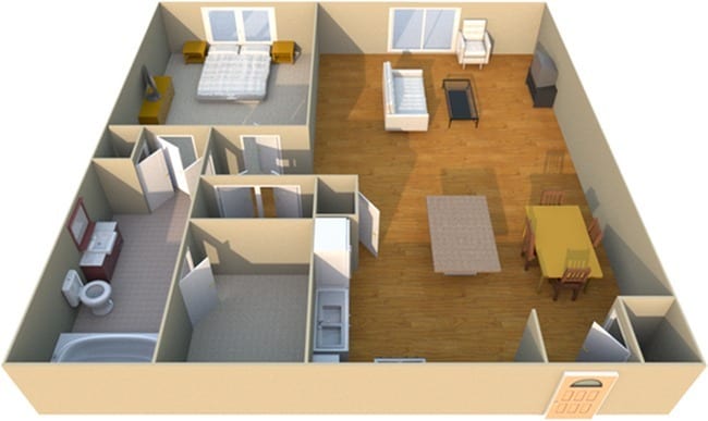 1 Bedroom Floorplan - West Chase Lofts