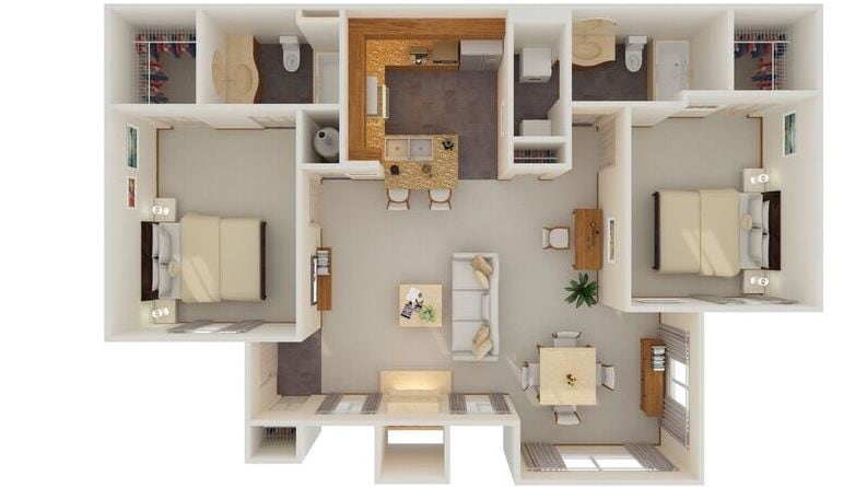 Floor Plan - 2 Bed 2 Bath with bump out