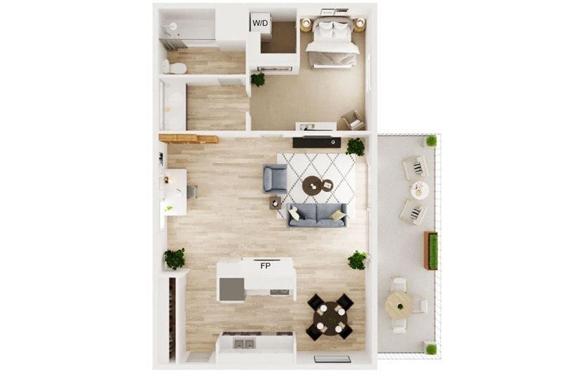 Floor Plan - One Bedroom One Bath B