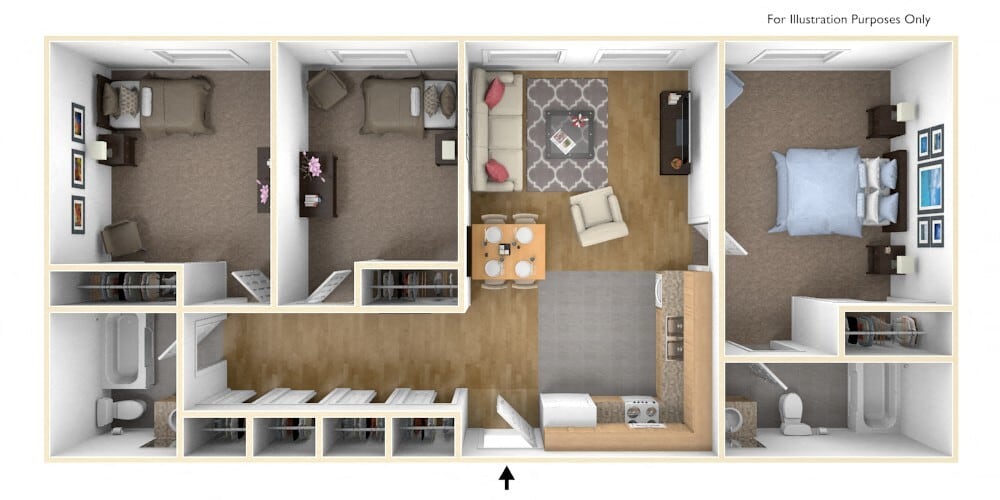 Floor Plan - 3 Bed 2 Bath