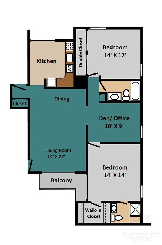 Floor Plan - SPECIAL !!2 BED 2 BATH and OFFICE