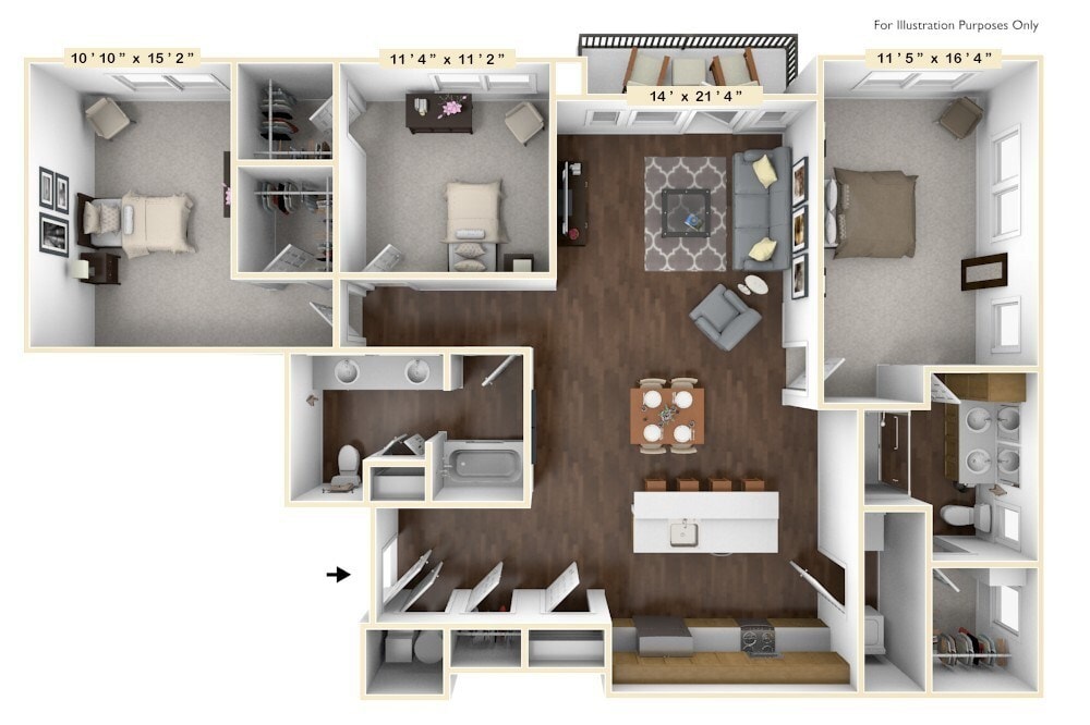Floor Plan - C2 3 Bed 2 Bath