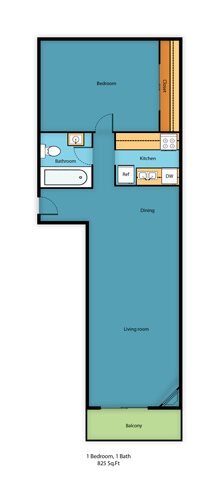 Floor Plan - One Bedroom One Bath