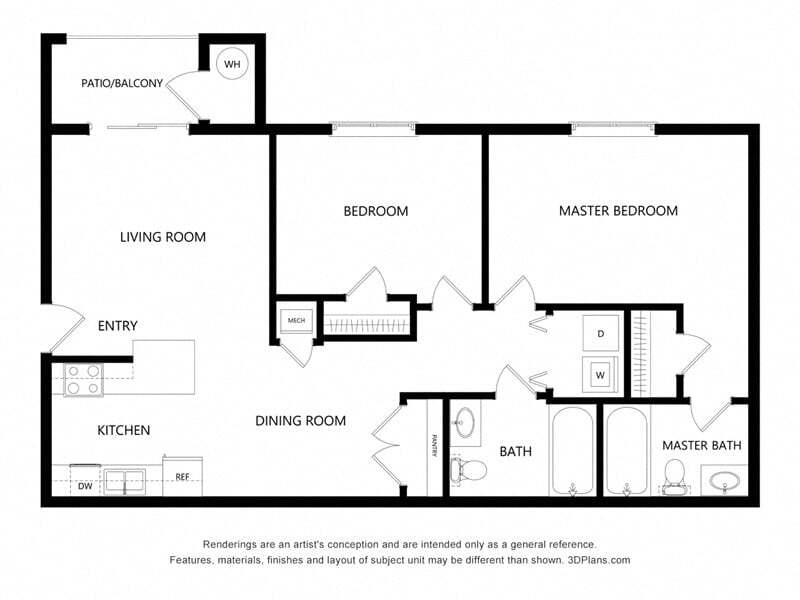 Floor Plan - 2 Bed | 2 Bath