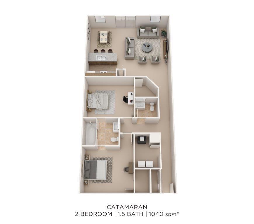 Floor Plan - Two Bedroom 1.5 Bath