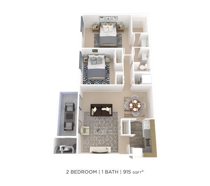 Floor Plan - Two Bedroom-915 sqft
