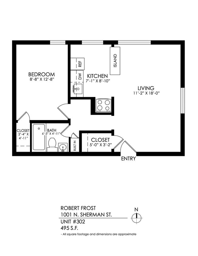 Floor Plan - 1 Bedroom, 1 Bath