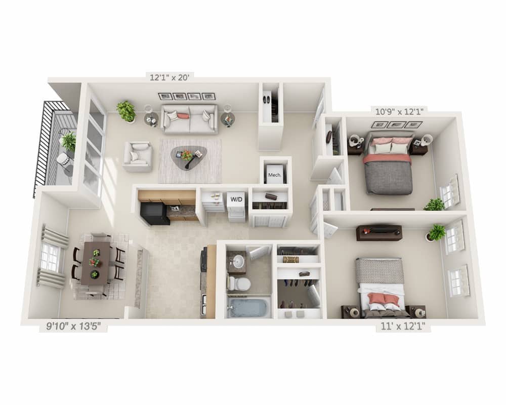 Floor Plan - Two Bedroom B1B