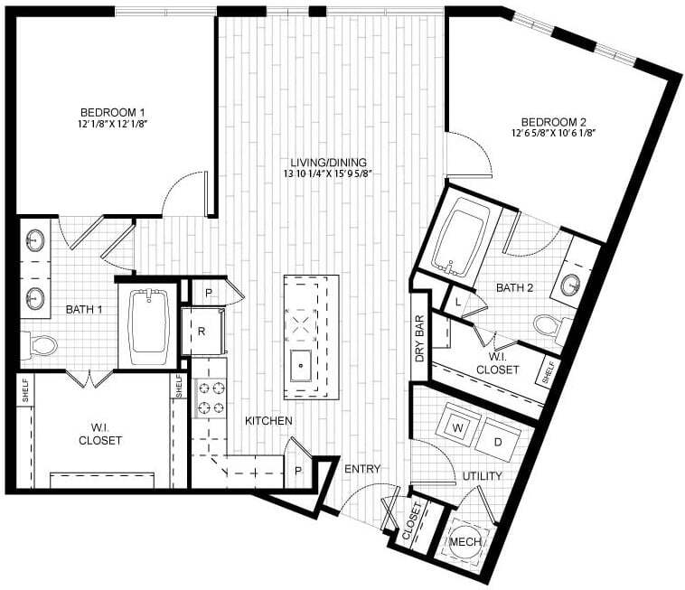 Floor Plan - 2 Bed/2 Bath-F_C04