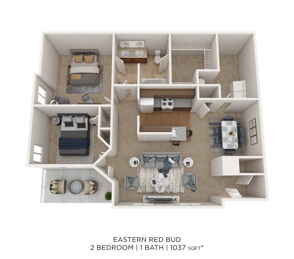 Floor Plan - Two Bedroom-1037 sqft