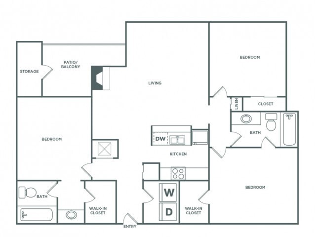 3 bed 2 bath | 1389 SF - Three Bedroom Two Bath (1389 SF)