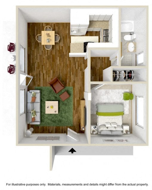 Floor Plan - 1 Bedroom 1 Bath