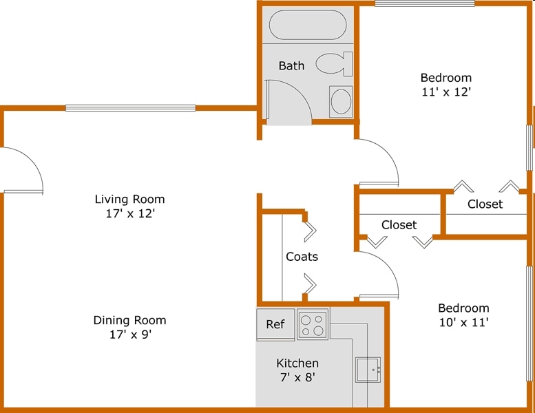 2BR/1BA - Two Bedroom One Bath