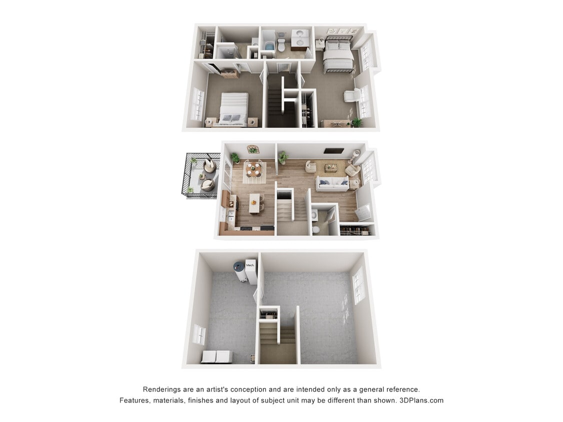 Floor Plan - Trecastle 2BR Townhome