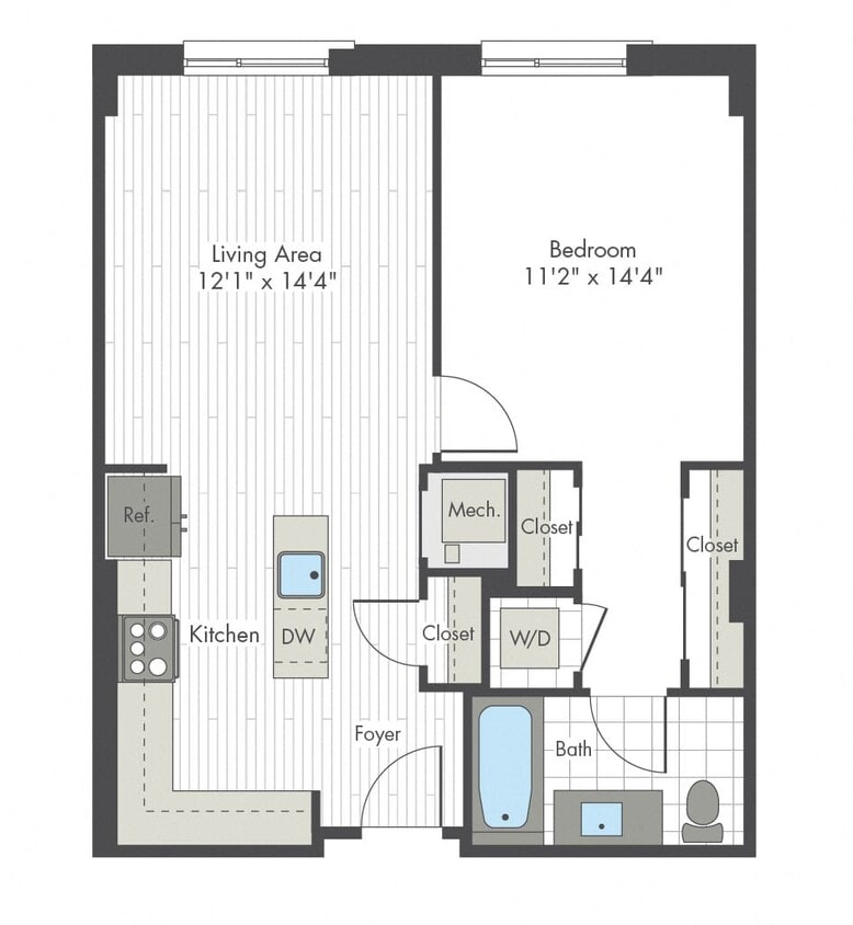 Floor Plan - 1 Bed/1 Bath-H
