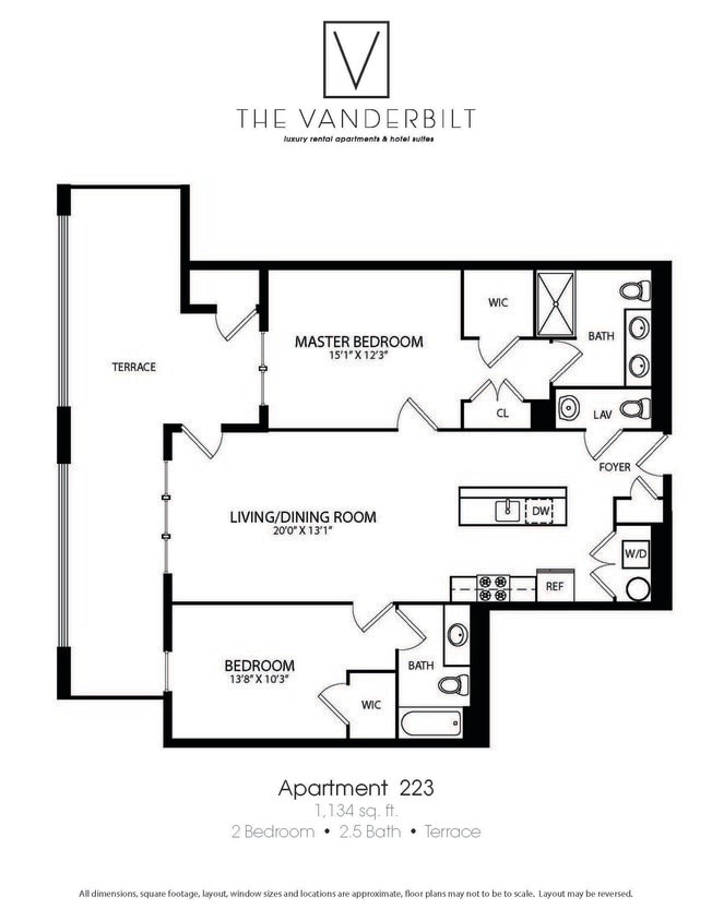 Floor Plan - 2 Bed - 2.5 Bath - Terrace