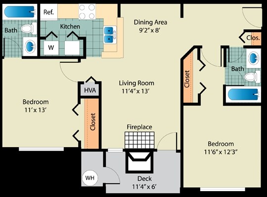 2BR/2BA - 2 Bedroom 2 Bathroom