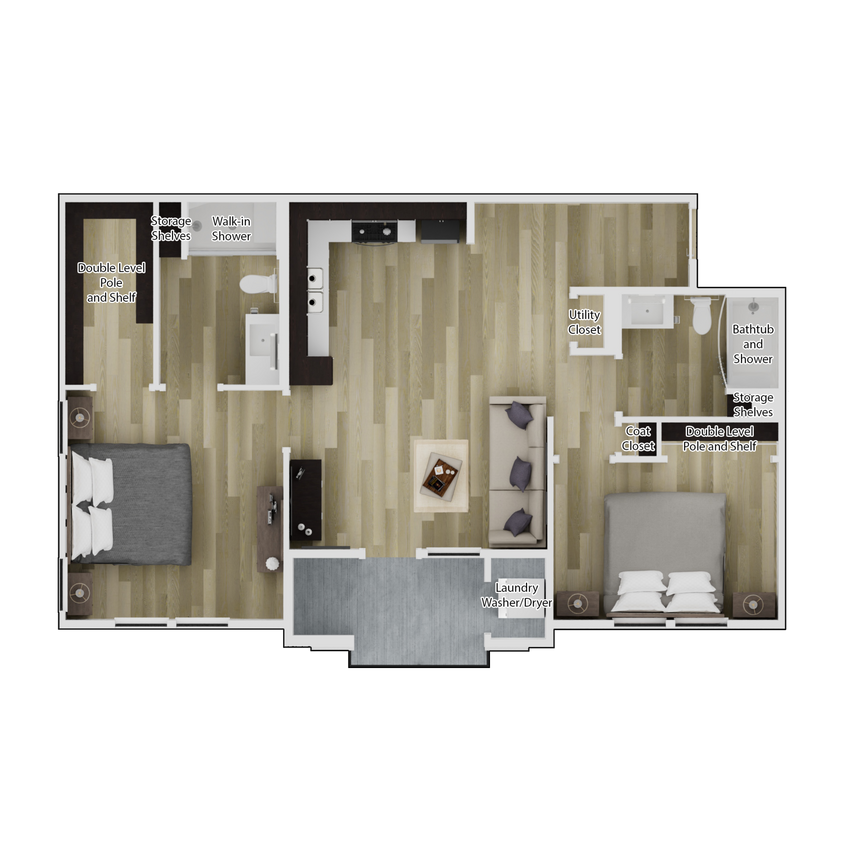 Floor Plan - 2 Bedroom 2 Bathroom