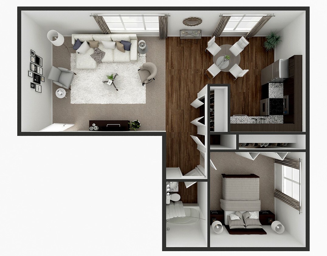 Floor Plan - 1 Bedroom 1 Bath 700 sq ft