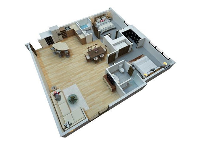 Floor Plan - 2 Bedrooms / 2 Bathrooms