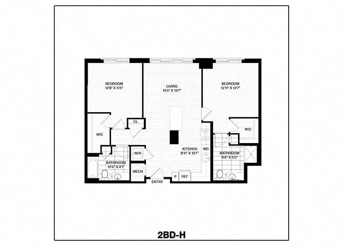 Floor Plan - 2 Bed/2 Bath-H