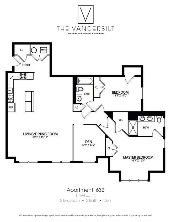Floor Plan - 2 Bed - 2 Bath - Den