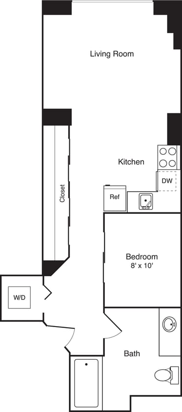 Floor Plan - Urban One Bedroom 609